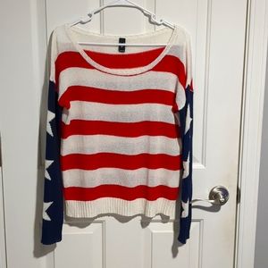WINDSOR AMERICAN FLAG 4TH OF JULY KNIT SWEATER LARGE